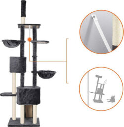 Feandrea Floor-To-Ceiling Cat Tree, 2.4-2.6 M, Cat Tower, Smoky Grey - thumbnail 4