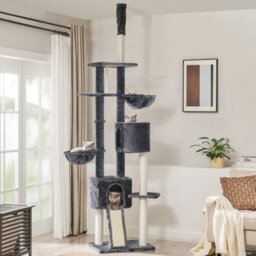 Feandrea Floor-To-Ceiling Cat Tree, 2.4-2.6 M, Cat Tower, Smoky Grey - thumbnail 5