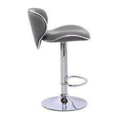 Evre Grey Bar Stool Faux Leather Adjustable Height With Swivel Seat For Pub Kitchen Reception - thumbnail 3