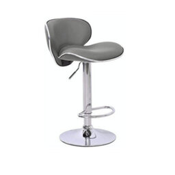 Evre Grey Bar Stool Faux Leather Adjustable Height With Swivel Seat For Pub Kitchen Reception - thumbnail 1