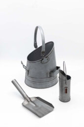 3 Piece Silver Fireside Set With Coal Bucket, Matchstick Canister And Shovel - thumbnail 5
