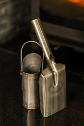 3 Piece Silver Fireside Set With Coal Bucket, Matchstick Canister And Shovel - thumbnail 3