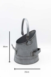3 Piece Silver Fireside Set With Coal Bucket, Matchstick Canister And Shovel - thumbnail 6
