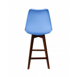 Fusion Living Soho Light Blue Plastic Bar Stool With Dark Wood Legs - thumbnail 3