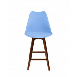 Fusion Living Soho Light Blue Plastic Bar Stool With Dark Wood Legs - thumbnail 6