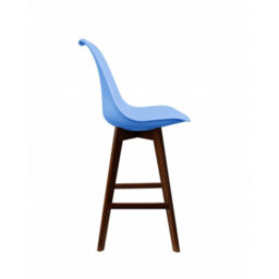 Fusion Living Soho Light Blue Plastic Bar Stool With Dark Wood Legs - thumbnail 5