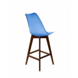 Fusion Living Soho Light Blue Plastic Bar Stool With Dark Wood Legs - thumbnail 4