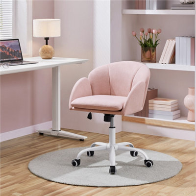 Yaheetech Modern Swivel Rolling Desk Chair With Armrests And Adjustable Seat Height, Light Pink - image 1