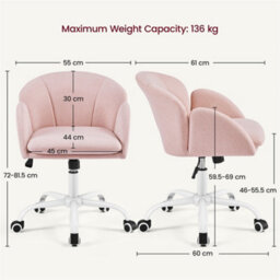Yaheetech Modern Swivel Rolling Desk Chair With Armrests And Adjustable Seat Height, Light Pink - thumbnail 3
