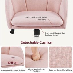 Yaheetech Modern Swivel Rolling Desk Chair With Armrests And Adjustable Seat Height, Light Pink - thumbnail 4
