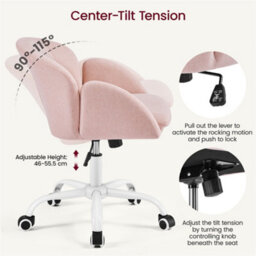 Yaheetech Modern Swivel Rolling Desk Chair With Armrests And Adjustable Seat Height, Light Pink - thumbnail 5