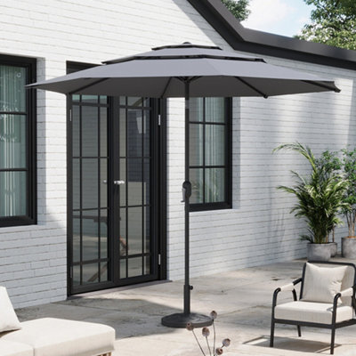 Breeins Light Grey Garden 3-Tier Umbrella Outdoor Patio Umbrellas Parasol For Beach Backyard And Pool With Stand - image 1