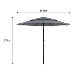 Breeins Light Grey Garden 3-Tier Umbrella Outdoor Patio Umbrellas Parasol For Beach Backyard And Pool With Stand - thumbnail 6