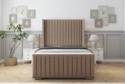 "Sloomy Marlborough Mink Plush Bed Frame With Mattress With 50""  Upholstered Wingback Headboard 5' King" - thumbnail 1