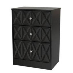 Genoa Ready Assembled Matt Black No Effect 3 Drawer Deep Chest (H)791mm (W)746mm (D)395mm - thumbnail 1