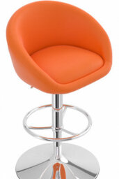 Lombardo Bar Stool Height Adjustable Orange Padded Seat - thumbnail 2