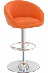 Lombardo Bar Stool Height Adjustable Orange Padded Seat - thumbnail 1