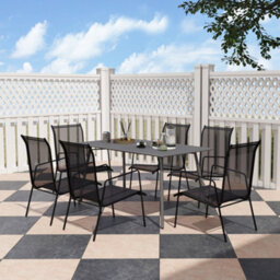 Outsunny Garden Dining Table For 6 Person With Slat Top, Steel Frame, Grey - thumbnail 7