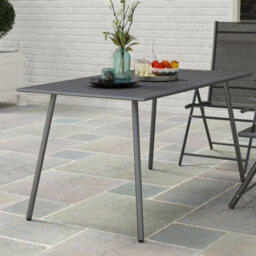 Outsunny Garden Dining Table For 6 Person With Slat Top, Steel Frame, Grey - thumbnail 8