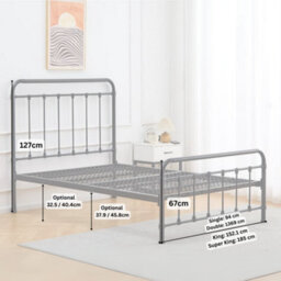 Reinforced Beds, Single Melton Bed, Black, Reinforced Mesh Base, Curved Metal Bed Frame, Exclusive Product - thumbnail 3