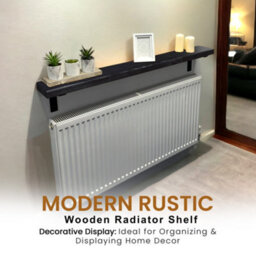 Radiator Shelf Wall Mounted Solid Wood, Narrow Radiator Cover 15Cm Deep Rustic Handmade In Uk (Black, 90Cm) By Mkgt - thumbnail 6