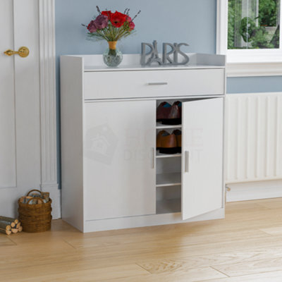 Lassic Vida Designs Dalby White 2 Door 1 Drawer Shoe Storage Cabinet - image 1