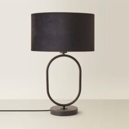 Valuelights Antonia Black Velvet Drum Lamp Shade Matte Black Oval Table Lamp