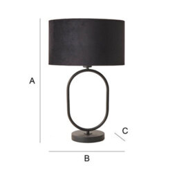 Valuelights Antonia Black Velvet Drum Lamp Shade Matte Black Oval Table Lamp - thumbnail 6