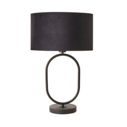 Valuelights Antonia Black Velvet Drum Lamp Shade Matte Black Oval Table Lamp - thumbnail 7