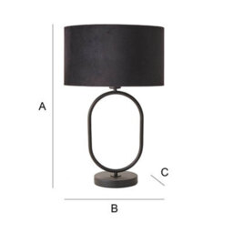 Valuelights Antonia Black Velvet Drum Lamp Shade Matte Black Oval Table Lamp - thumbnail 8