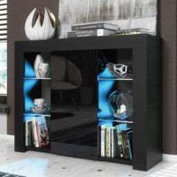 Sideboard Harbor 97Cm - Black With Gloss Doors - thumbnail 1