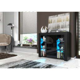 Sideboard Harbor 97Cm - Black With Gloss Doors - thumbnail 2