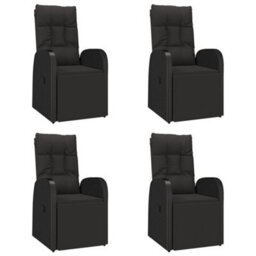 Berkfield 5 Piece Garden Dining Set Black Poly Rattan&solid Wood Acacia - thumbnail 4