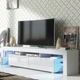 Tv Unit 200Cm Sideboard Cabinet Cupboard Tv Stand Living Room High Gloss Doors - White - thumbnail 4