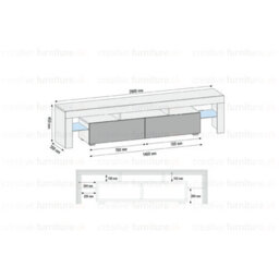 Tv Unit 200Cm Sideboard Cabinet Cupboard Tv Stand Living Room High Gloss Doors - White - thumbnail 6