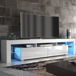 Tv Unit 200Cm Sideboard Cabinet Cupboard Tv Stand Living Room High Gloss Doors - White - thumbnail 3