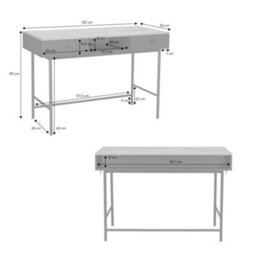 Sweeek - Wood Decor And Iron Desk With 2 Drawers And 1 Compartment Khaki Green 120X55X80 Cm - William - thumbnail 5