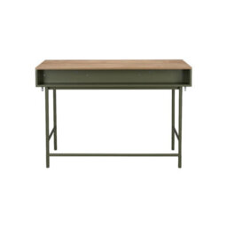 Sweeek - Wood Decor And Iron Desk With 2 Drawers And 1 Compartment Khaki Green 120X55X80 Cm - William - thumbnail 4