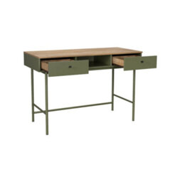 Sweeek - Wood Decor And Iron Desk With 2 Drawers And 1 Compartment Khaki Green 120X55X80 Cm - William - thumbnail 6