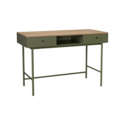 Sweeek - Wood Decor And Iron Desk With 2 Drawers And 1 Compartment Khaki Green 120X55X80 Cm - William - thumbnail 2