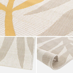 Sweeek - Indoor/outdoor Rug With Beige And Mustard Plant Pattern Recycled Polyester Bloom 230X160X1 Cm - thumbnail 3