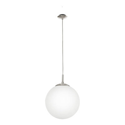 Stylish Satin Nickel Pendant Ceiling Light With White Opal Glass Shade - image 1