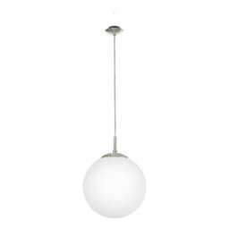 Stylish Satin Nickel Pendant Ceiling Light With White Opal Glass Shade - thumbnail 1