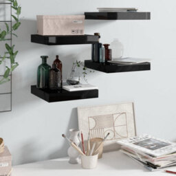 Berkfield Floating Wall Shelves 4 Pcs High Gloss Black 23X23.5X3.8 Cm Mdf