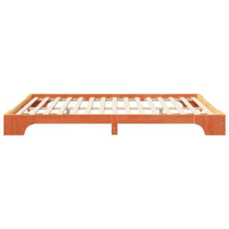Berkfield Stylish Floor Bed Frame With Storage Brown Solid Pine Wood - thumbnail 6