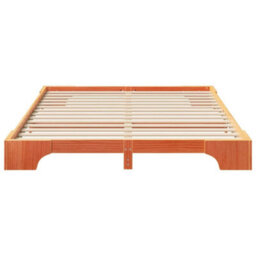 Berkfield Stylish Floor Bed Frame With Storage Brown Solid Pine Wood - thumbnail 5