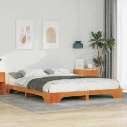 Berkfield Stylish Floor Bed Frame With Storage Brown Solid Pine Wood - thumbnail 2