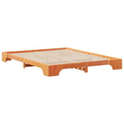 Berkfield Stylish Floor Bed Frame With Storage Brown Solid Pine Wood - thumbnail 7