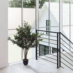 Living And Home Artificial Plant 4 Branches Fake Olive Tree Home Decorative In Black Plastic Pot H120 Cm - thumbnail 2