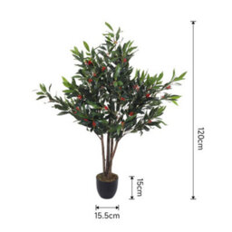 Living And Home Artificial Plant 4 Branches Fake Olive Tree Home Decorative In Black Plastic Pot H120 Cm - thumbnail 5